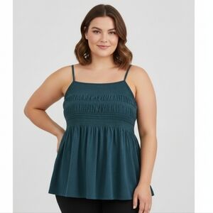 Terra & Sky 2X Smocked Teal Tank Top New